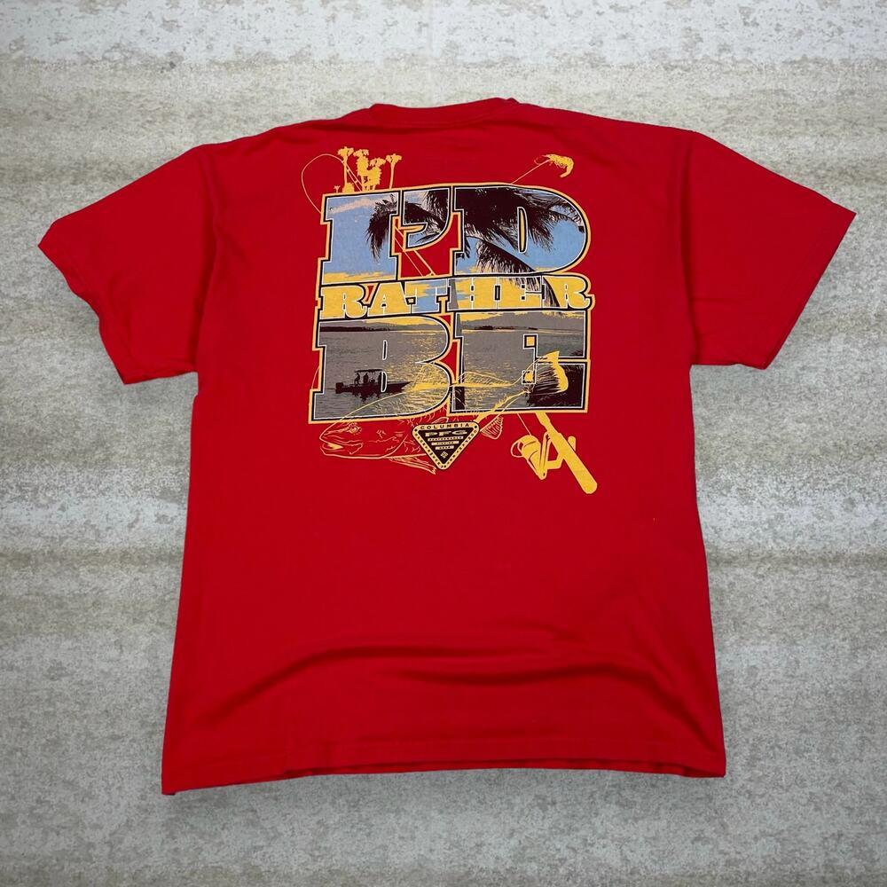 Vintage Y2K Columbia PFG Fishing Shirt Mens XL Red Cotton Short Sleeve